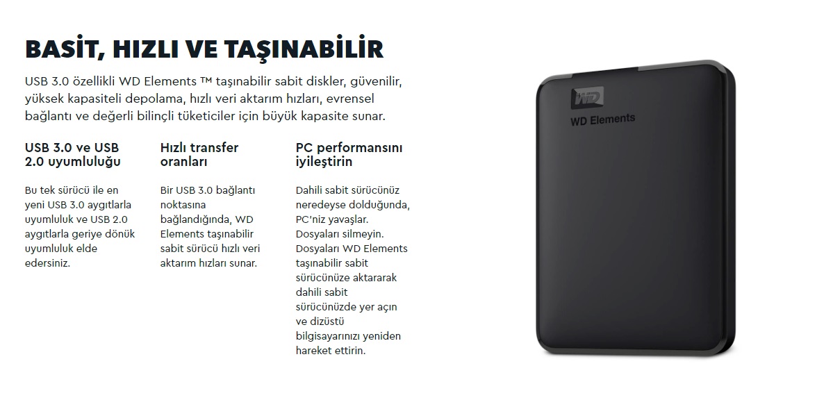 WD Elements 2TB Taşınabilir Disk - 2.5